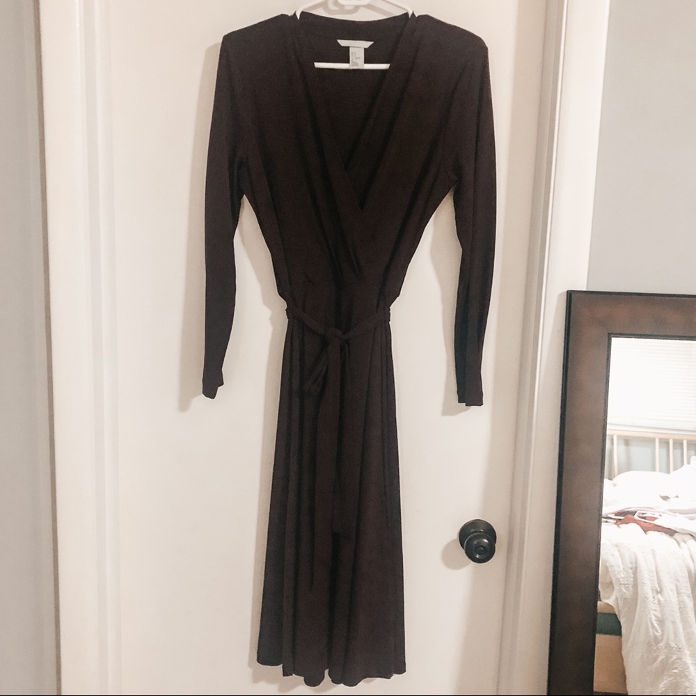 H&M Maroon Midi Wrap Dress